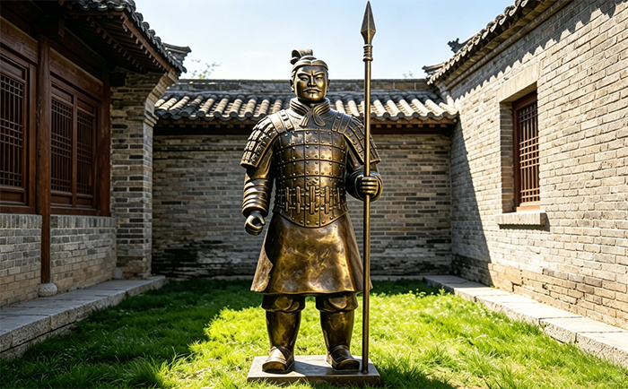 仿古兵馬俑銅雕塑定制曲陽廠家直供