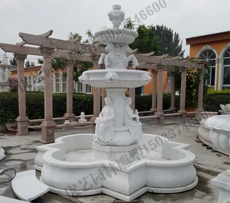 大理石噴泉，歐式人物動(dòng)物噴泉，室外景觀噴泉定制